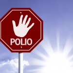 Stop Polio red sign with sun background